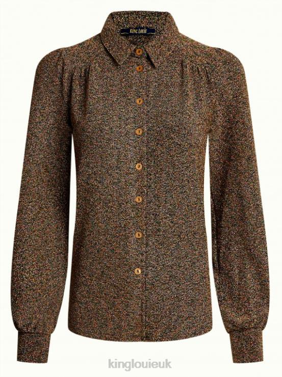 Apparel GB King Louie Women Carina Blouse Carousel Lurex Gold 2JFL6110
