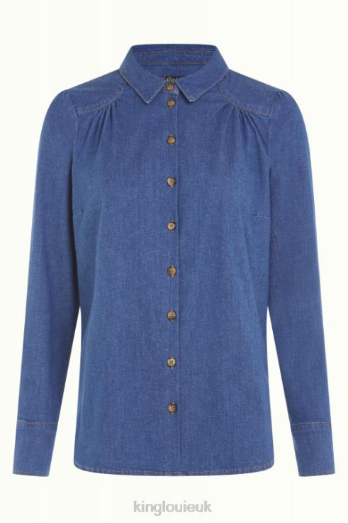 Apparel GB King Louie Women Carina Blouse Chambray Denim Blue 2JFL6127