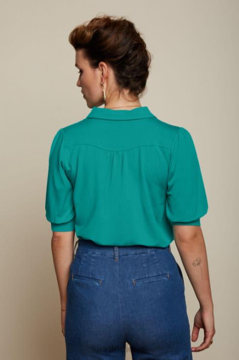 Apparel GB King Louie Women Carina Blouse Ecovero Light Aqua Green 2JFL6138