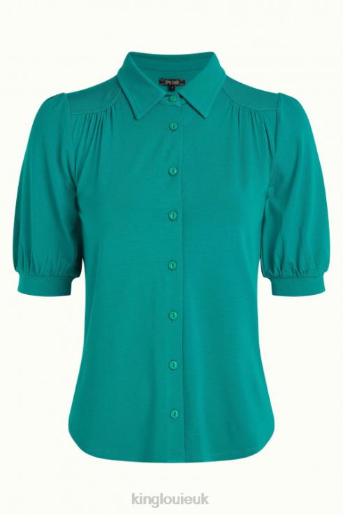 Apparel GB King Louie Women Carina Blouse Ecovero Light Aqua Green 2JFL6138