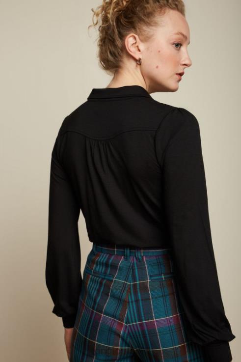 Apparel GB King Louie Women Carina Blouse Ecovero Light Black 2JFL6131