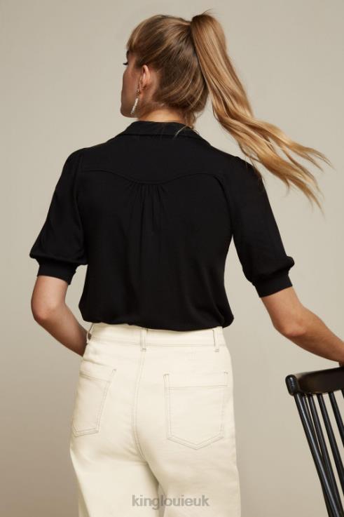 Apparel GB King Louie Women Carina Blouse Ecovero Light Black 2JFL6136