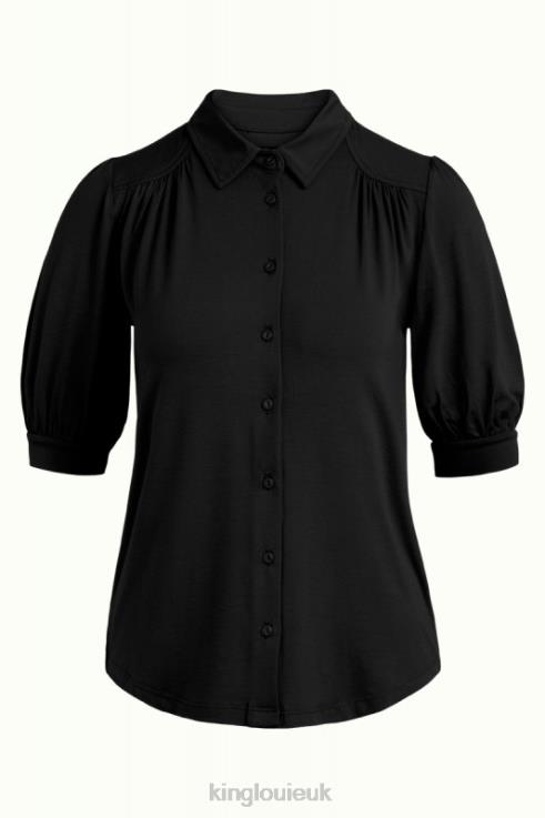 Apparel GB King Louie Women Carina Blouse Ecovero Light Black 2JFL6136