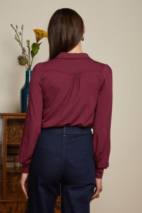 Apparel GB King Louie Women Carina Blouse Ecovero Light Cabernet Red 2JFL6135