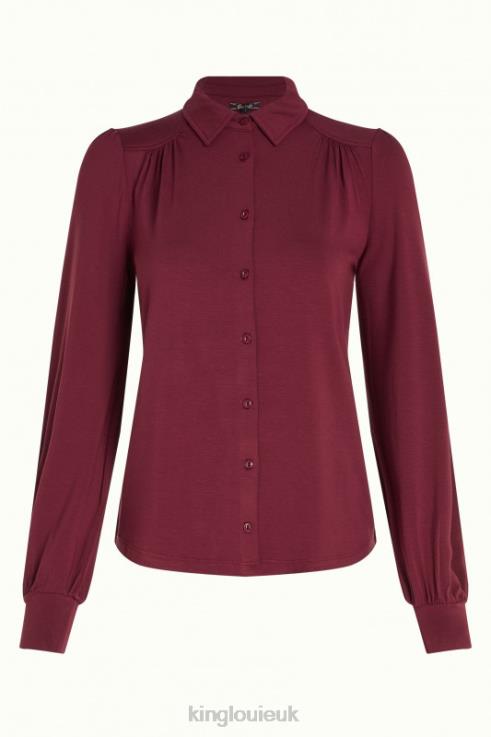 Apparel GB King Louie Women Carina Blouse Ecovero Light Cabernet Red 2JFL6135