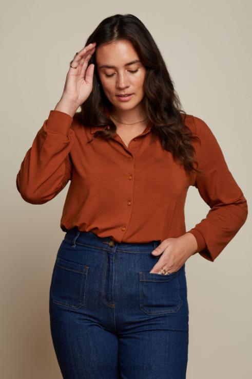 Apparel GB King Louie Women Carina Blouse Ecovero Light Cognac Orange 2JFL6130