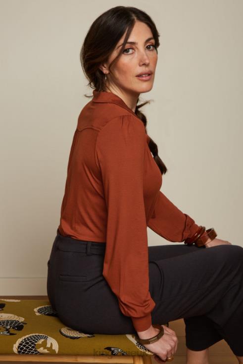 Apparel GB King Louie Women Carina Blouse Ecovero Light Cognac Orange 2JFL6130