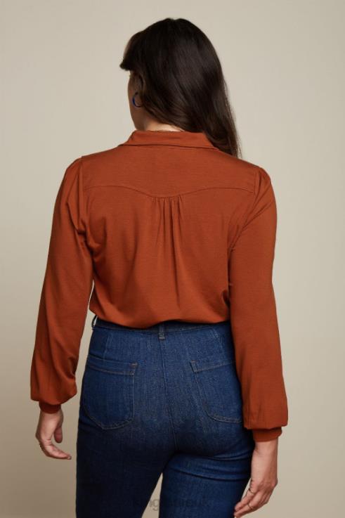 Apparel GB King Louie Women Carina Blouse Ecovero Light Cognac Orange 2JFL6130