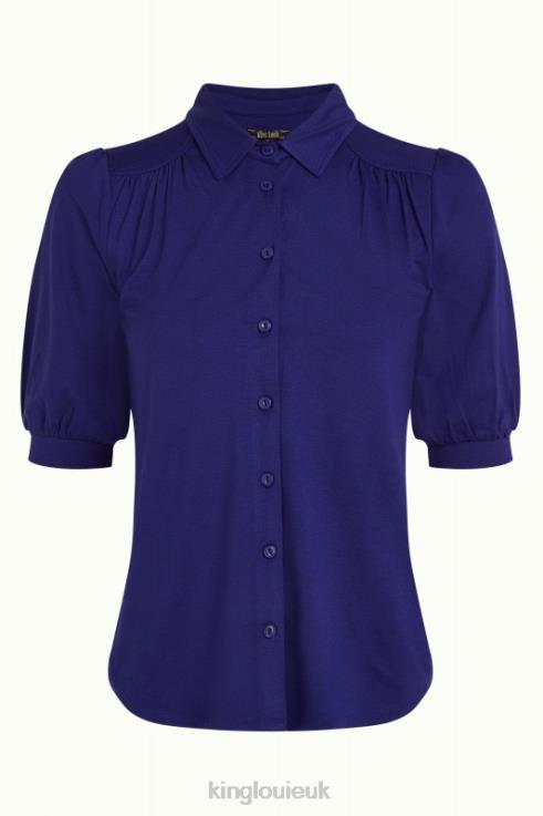 Apparel GB King Louie Women Carina Blouse Ecovero Light Deep Blue 2JFL6139