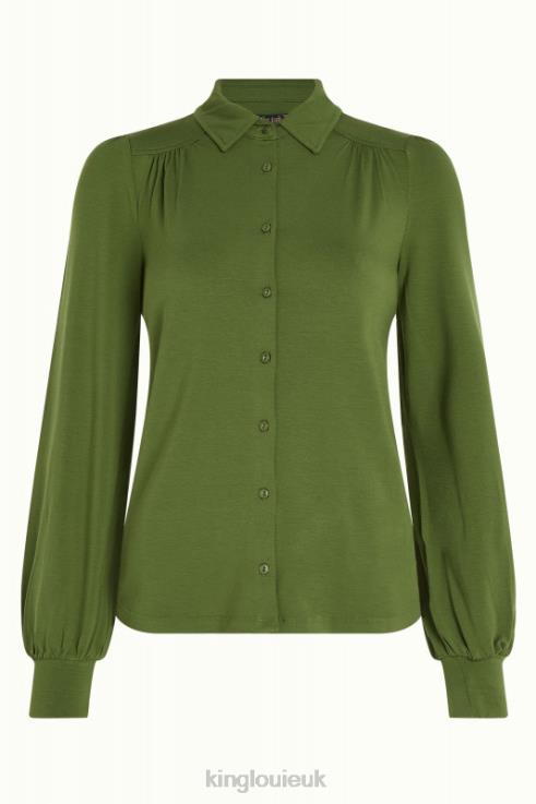 Apparel GB King Louie Women Carina Blouse Ecovero Light Olive Green 2JFL6134