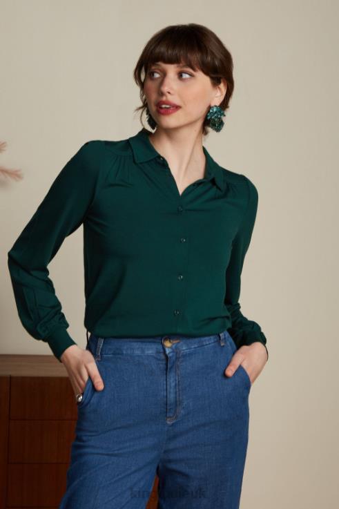 Apparel GB King Louie Women Carina Blouse Ecovero Light Pine Green 2JFL6133
