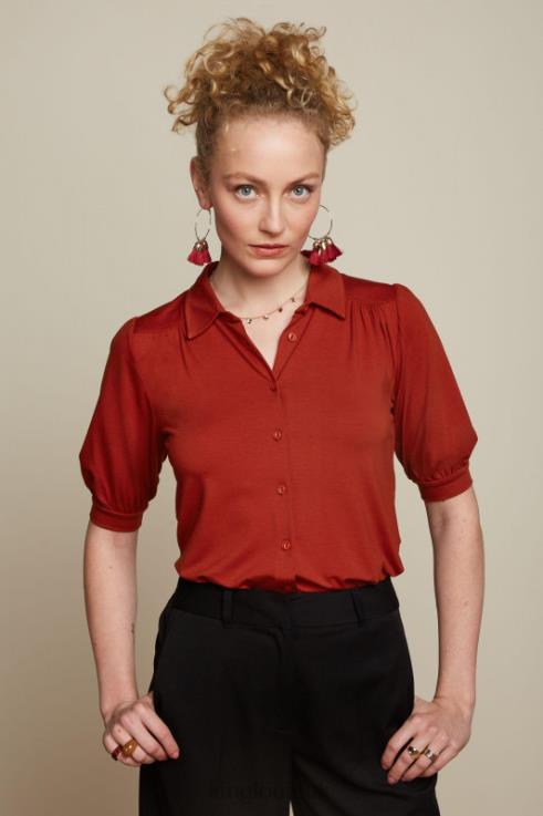 Apparel GB King Louie Women Carina Blouse Ecovero Light Sienna Red 2JFL6140