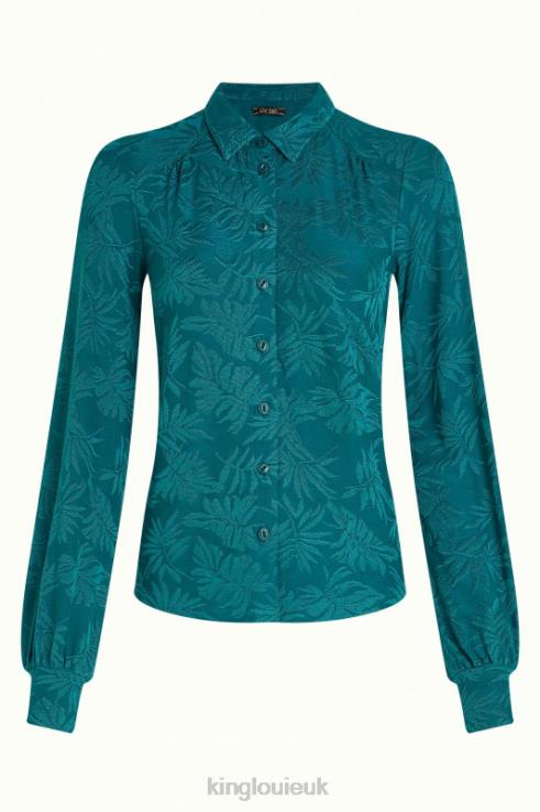 Apparel GB King Louie Women Carina Blouse Pop-Up Antique Green 2JFL6126