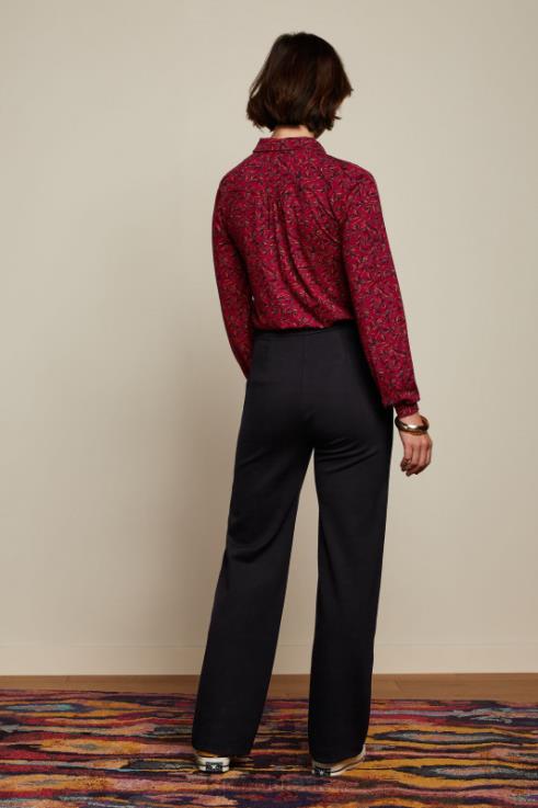 Apparel GB King Louie Women Carina Blouse Vinti Cherry Red 2JFL6111