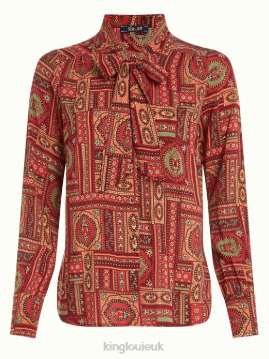 Apparel GB King Louie Women Delia Blouse Balthazar Cabernet Red 2JFL6122