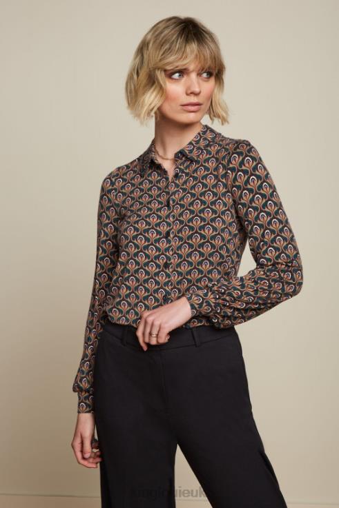 Apparel GB King Louie Women Maisie Blouse Jubilee Dragonfly Green 2JFL6128