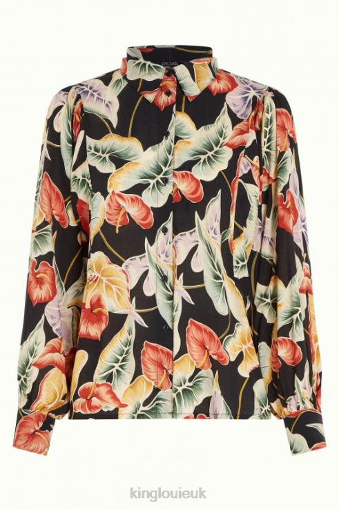 Apparel GB King Louie Women Marisa Blouse Marmora Black 2JFL6129