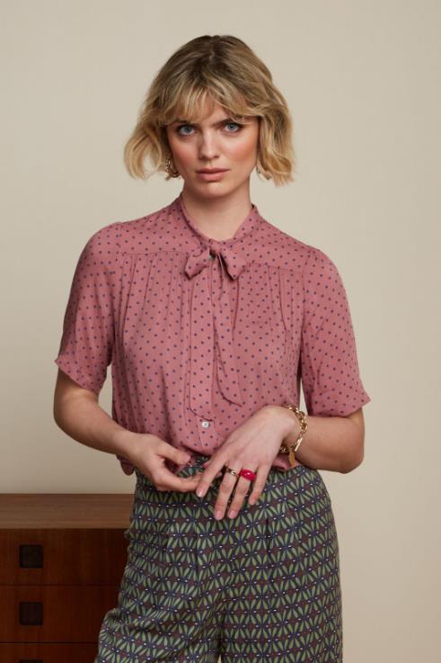 Apparel GB King Louie Women Orlane Blouse La Belle Mesa Pink 2JFL6121
