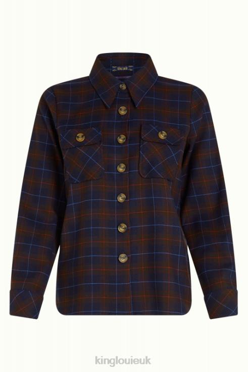 Apparel GB King Louie Women Janice Jacket Pandora Check Blue 2JFL6179