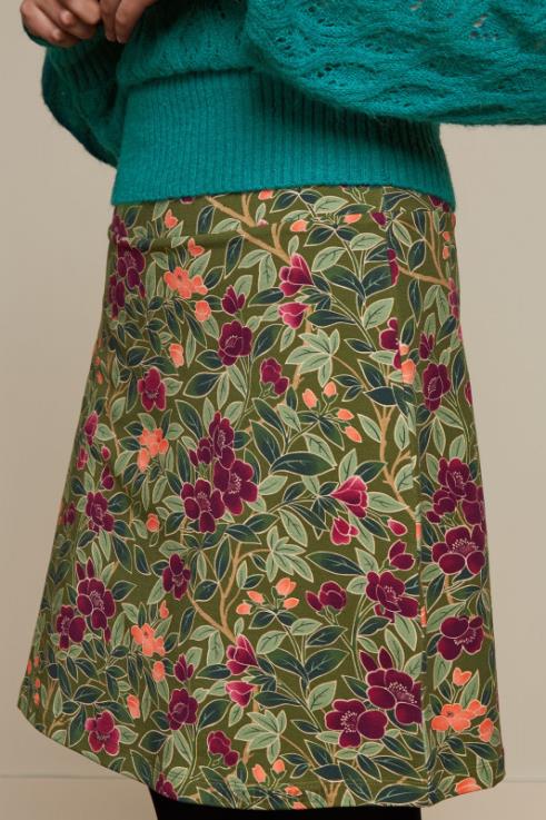 Apparel GB King Louie Women Border Skirt Bellevue Olive Green 2JFL6156