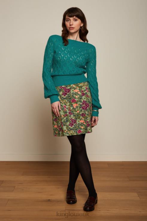 Apparel GB King Louie Women Border Skirt Bellevue Olive Green 2JFL6156
