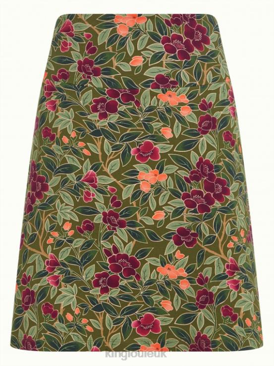 Apparel GB King Louie Women Border Skirt Bellevue Olive Green 2JFL6156