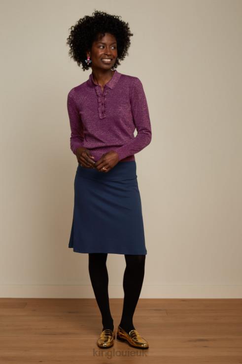 Apparel GB King Louie Women Border Skirt Milano Uni Evening Blue 2JFL6166
