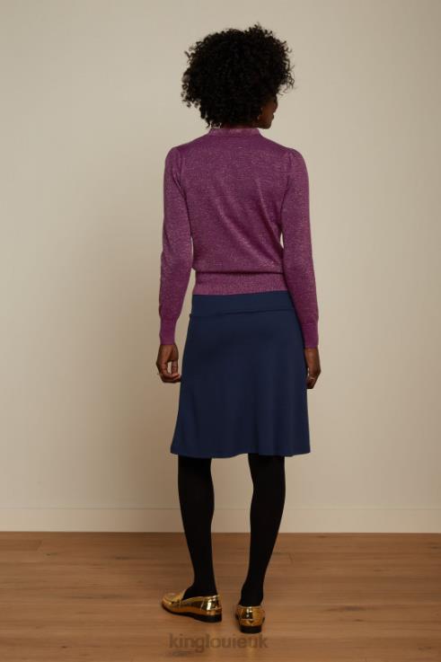 Apparel GB King Louie Women Border Skirt Milano Uni Evening Blue 2JFL6166