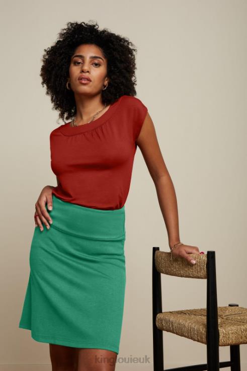 Apparel GB King Louie Women Border Skirt Milano Uni Mid Green 2JFL6173