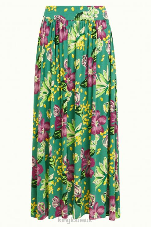 Apparel GB King Louie Women Emma Maxi Skirt Guava Smoke Green 2JFL6158