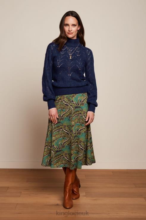 Apparel GB King Louie Women Juno Midi Skirt Venus Blue 2JFL6146