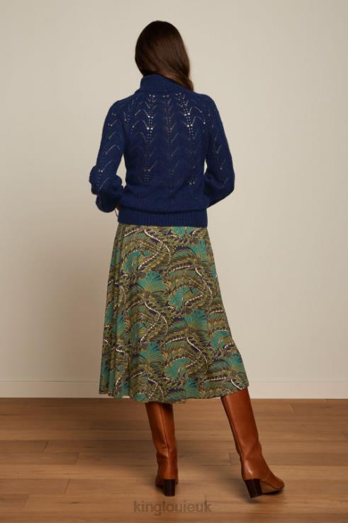 Apparel GB King Louie Women Juno Midi Skirt Venus Blue 2JFL6146