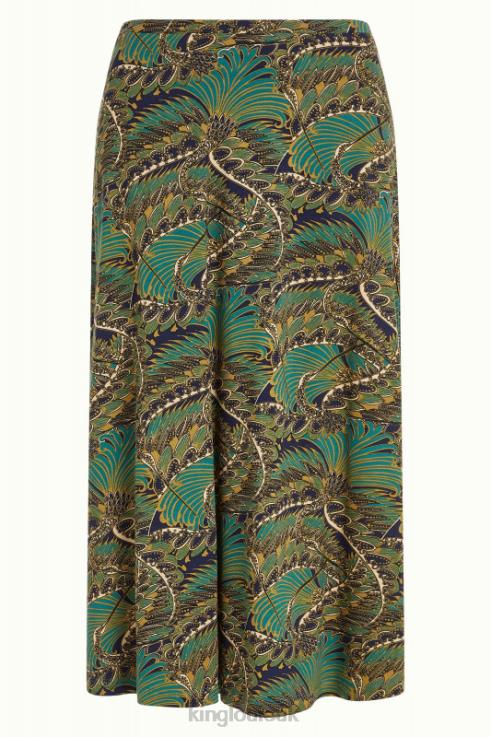 Apparel GB King Louie Women Juno Midi Skirt Venus Blue 2JFL6146