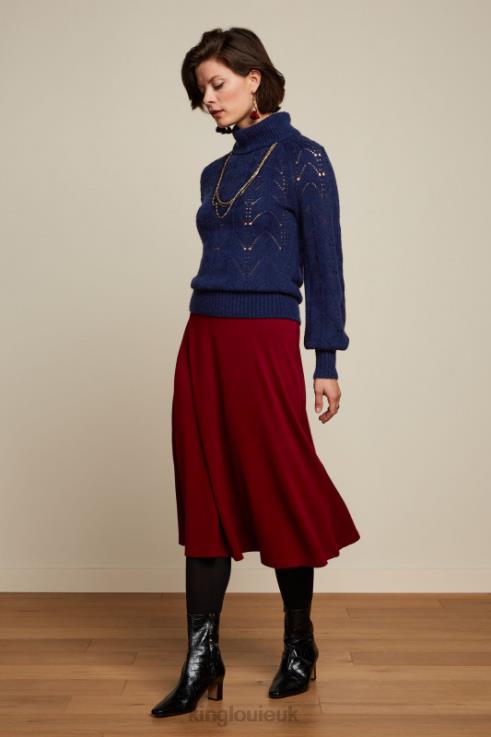 Apparel GB King Louie Women Juno Skirt Milano Crepe Cabernet Red 2JFL6159