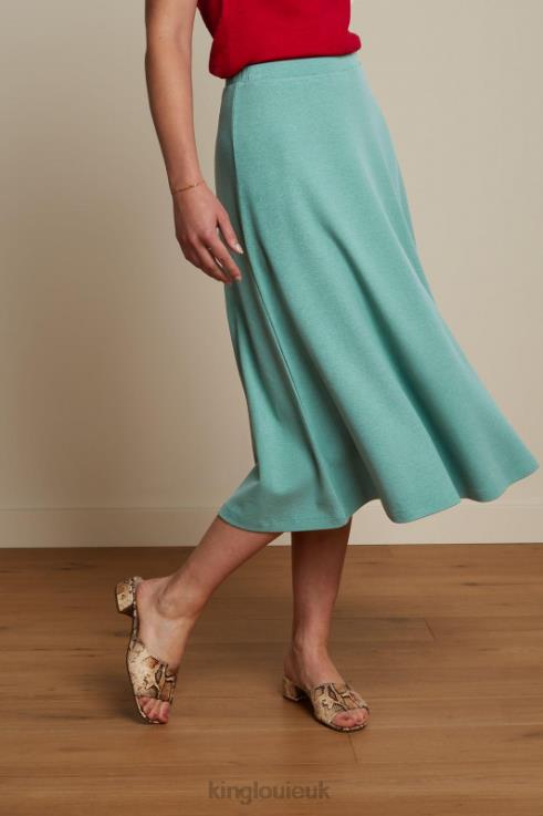 Apparel GB King Louie Women Juno Skirt Milano Crepe Dusty Turquoise 2JFL6162