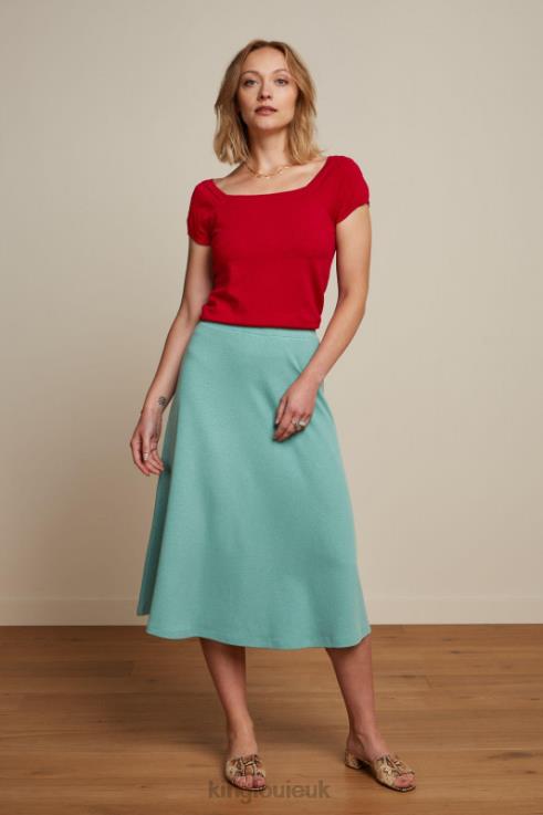 Apparel GB King Louie Women Juno Skirt Milano Crepe Dusty Turquoise 2JFL6162