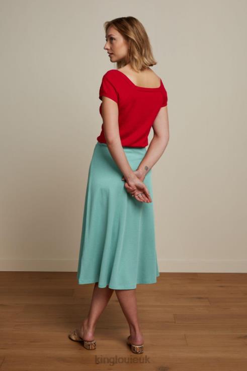 Apparel GB King Louie Women Juno Skirt Milano Crepe Dusty Turquoise 2JFL6162