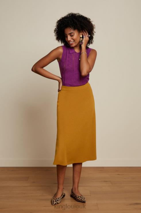 Apparel GB King Louie Women Juno Skirt Milano Crepe Golden Brown 2JFL6163