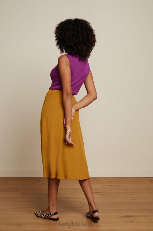 Apparel GB King Louie Women Juno Skirt Milano Crepe Golden Brown 2JFL6163