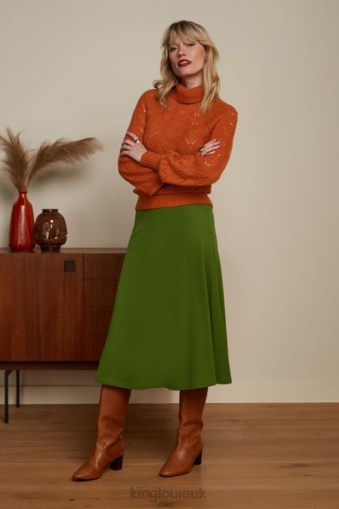 Apparel GB King Louie Women Juno Skirt Milano Crepe Olive Green 2JFL6165