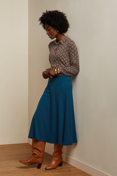 Apparel GB King Louie Women Juno Skirt Milano Crepe Pond Blue 2JFL6164