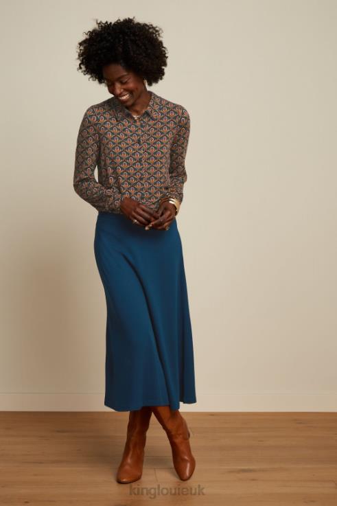 Apparel GB King Louie Women Juno Skirt Milano Crepe Pond Blue 2JFL6164