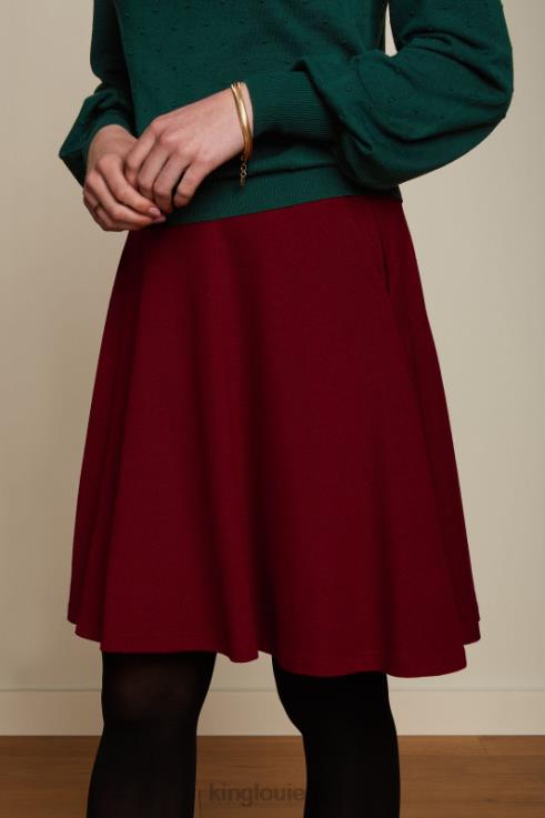 Apparel GB King Louie Women Serena Skirt Milano Crepe Cabernet Red 2JFL6141