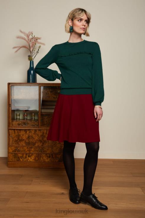 Apparel GB King Louie Women Serena Skirt Milano Crepe Cabernet Red 2JFL6141