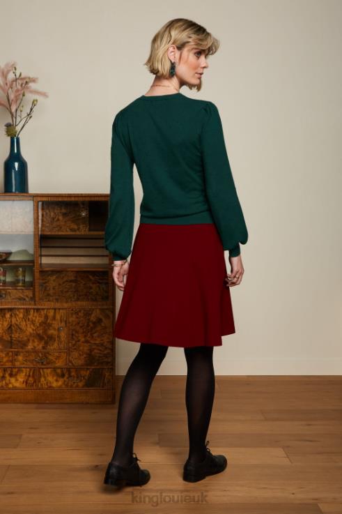 Apparel GB King Louie Women Serena Skirt Milano Crepe Cabernet Red 2JFL6141
