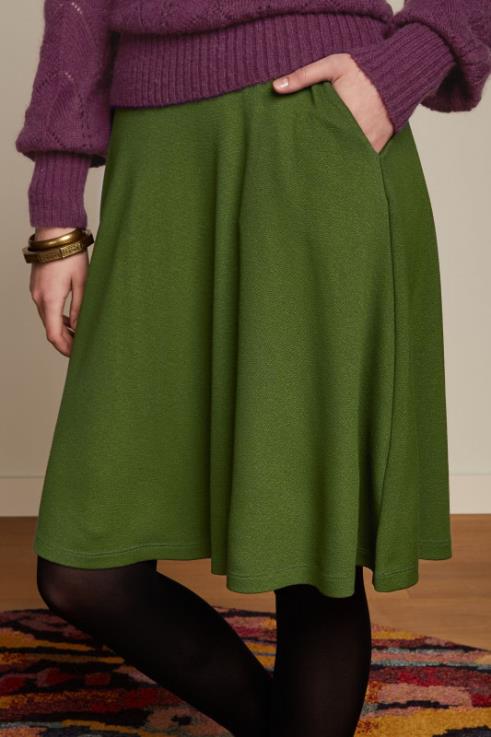 Apparel GB King Louie Women Serena Skirt Milano Crepe Olive Green 2JFL6143