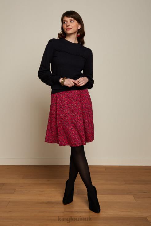Apparel GB King Louie Women Serena Skirt Vinti Cherry Red 2JFL6145