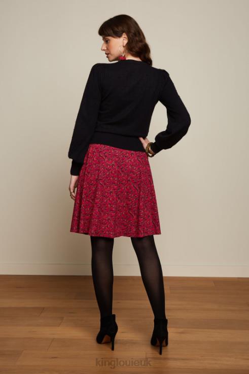 Apparel GB King Louie Women Serena Skirt Vinti Cherry Red 2JFL6145