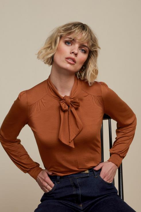 Apparel GB King Louie Women Amalia Top Ecovero Light Cognac Orange 2JFL634