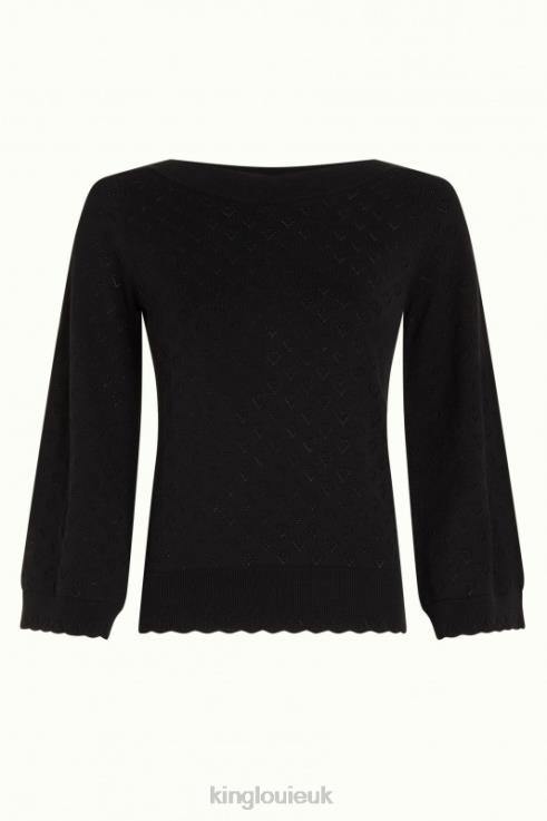 Apparel GB King Louie Women Audrey Trumpet Sleeve Heart Ajour Black 2JFL682
